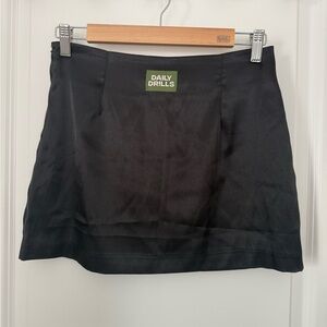 Daily Drills Black Silky Mini Skirt